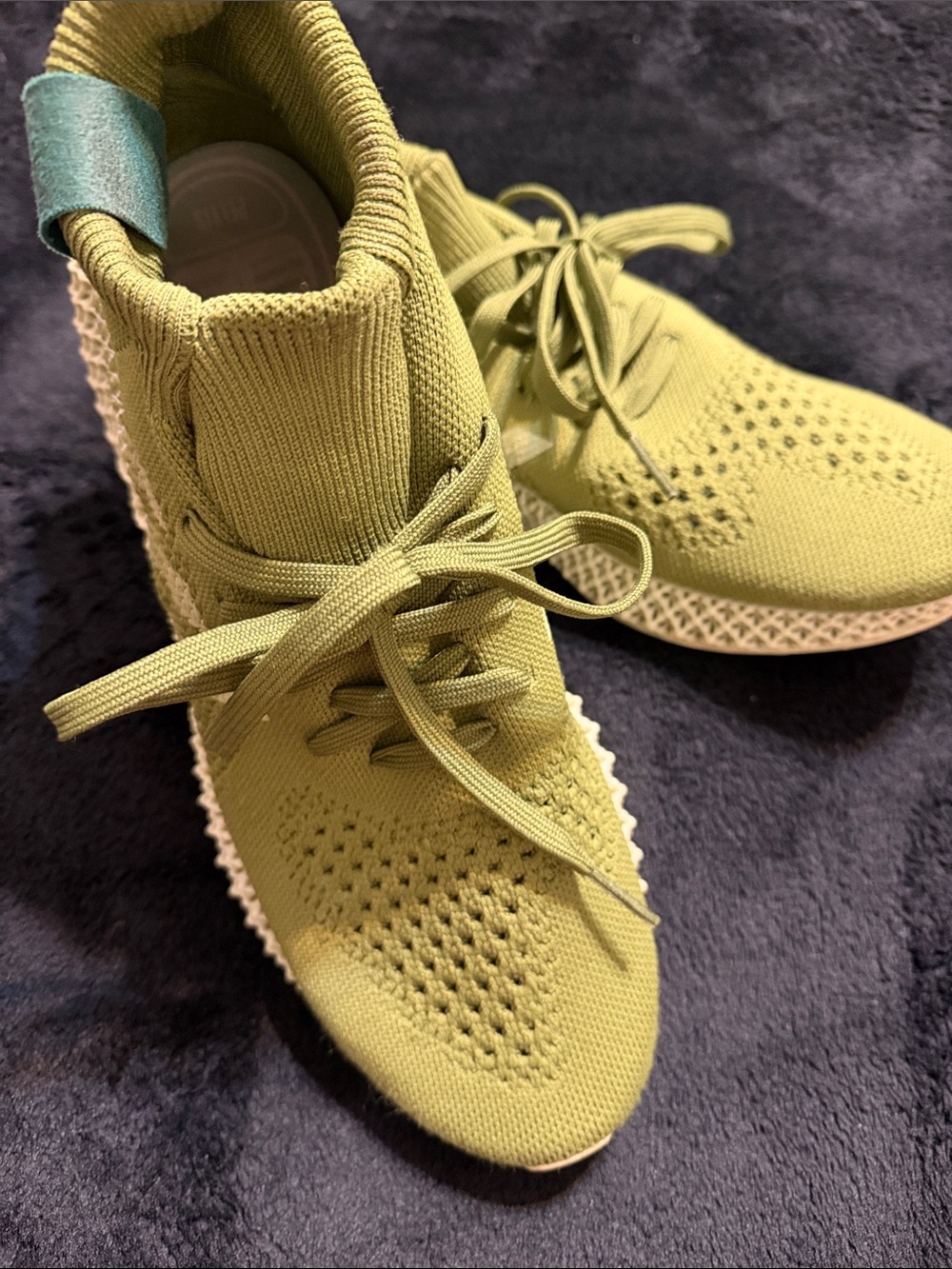Adidas Pharrell Williams x4D Runner - Olive Green Knit High-Top Sneakers